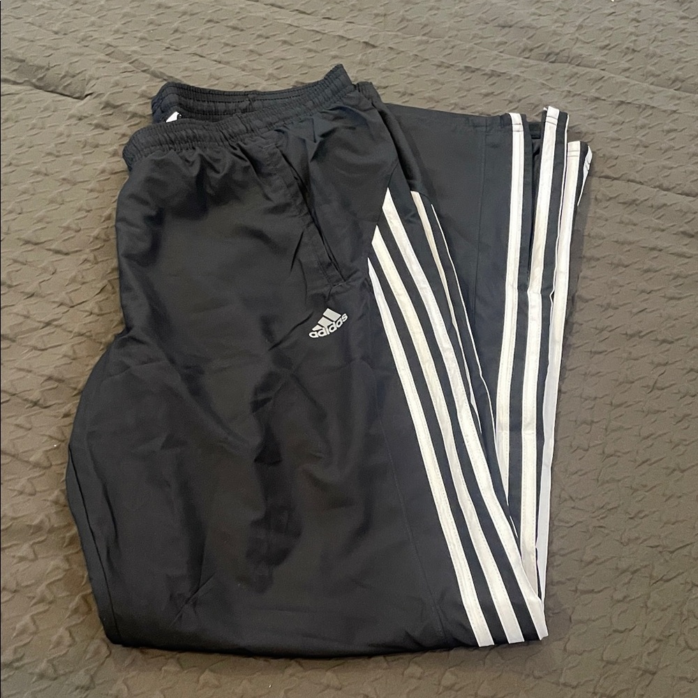Adidas Men’s Black Joggers with White Stripes